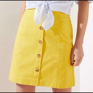 Loft - Petite Yellow Button Up Skirt